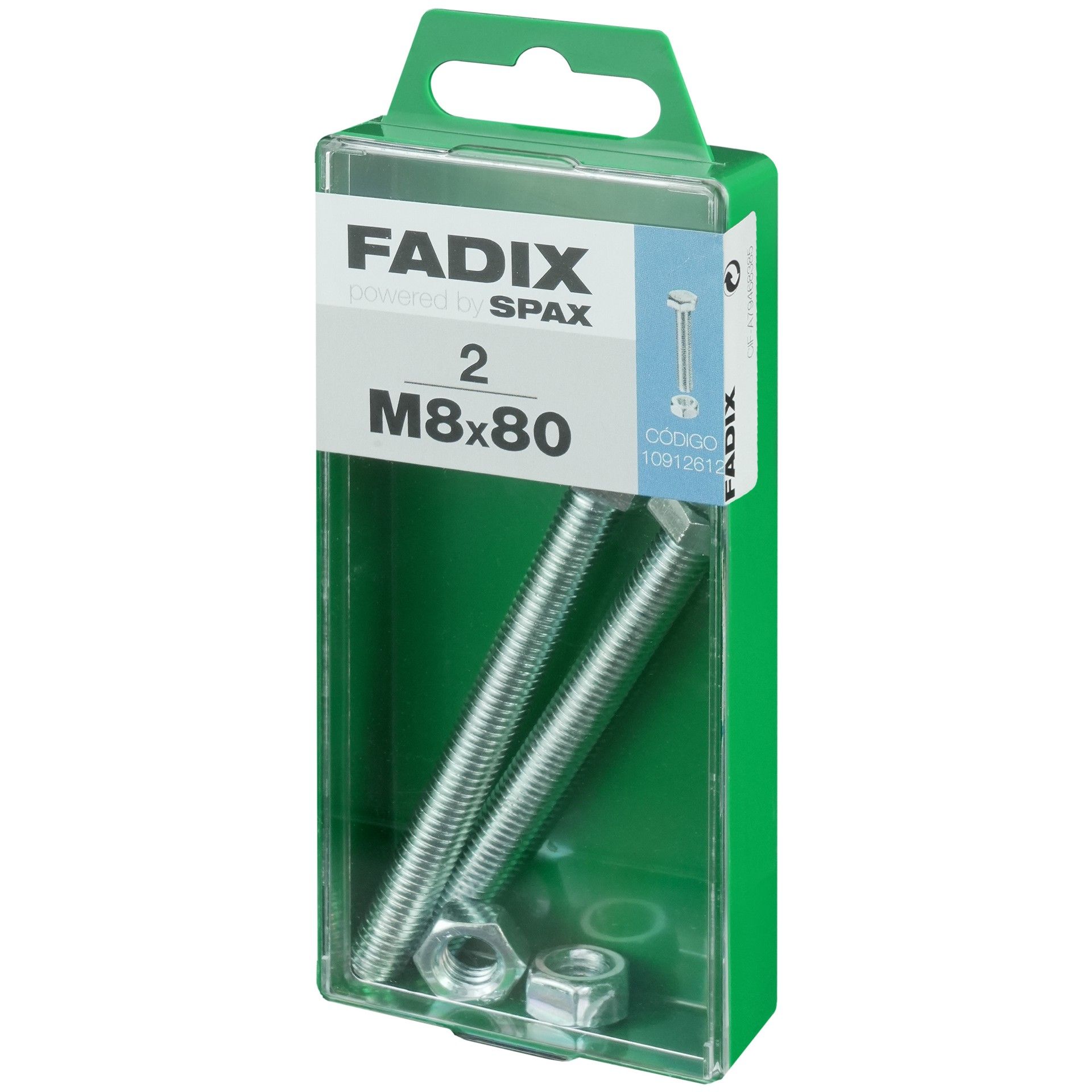 Parafuso Hexagonal+Porca Din933 M8x80mm M 2un