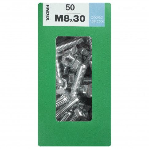 Parafuso Hexagonal+Porca Din933 M8x30mm L 50un Parafuso Hexagonal+Porca Din933 M8x30mm L 50un