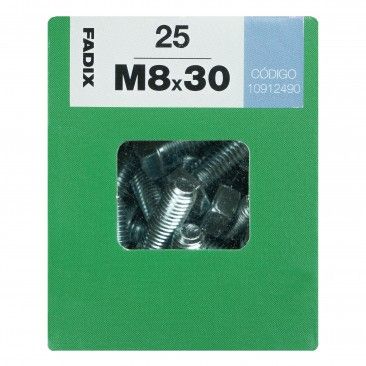 Parafuso Hexagonal+Porca Din933 M8x30mm L 25un
