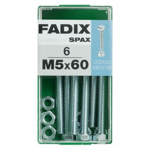 Parafuso Hexagonal+Porca Din933 M5x60mm S 6un