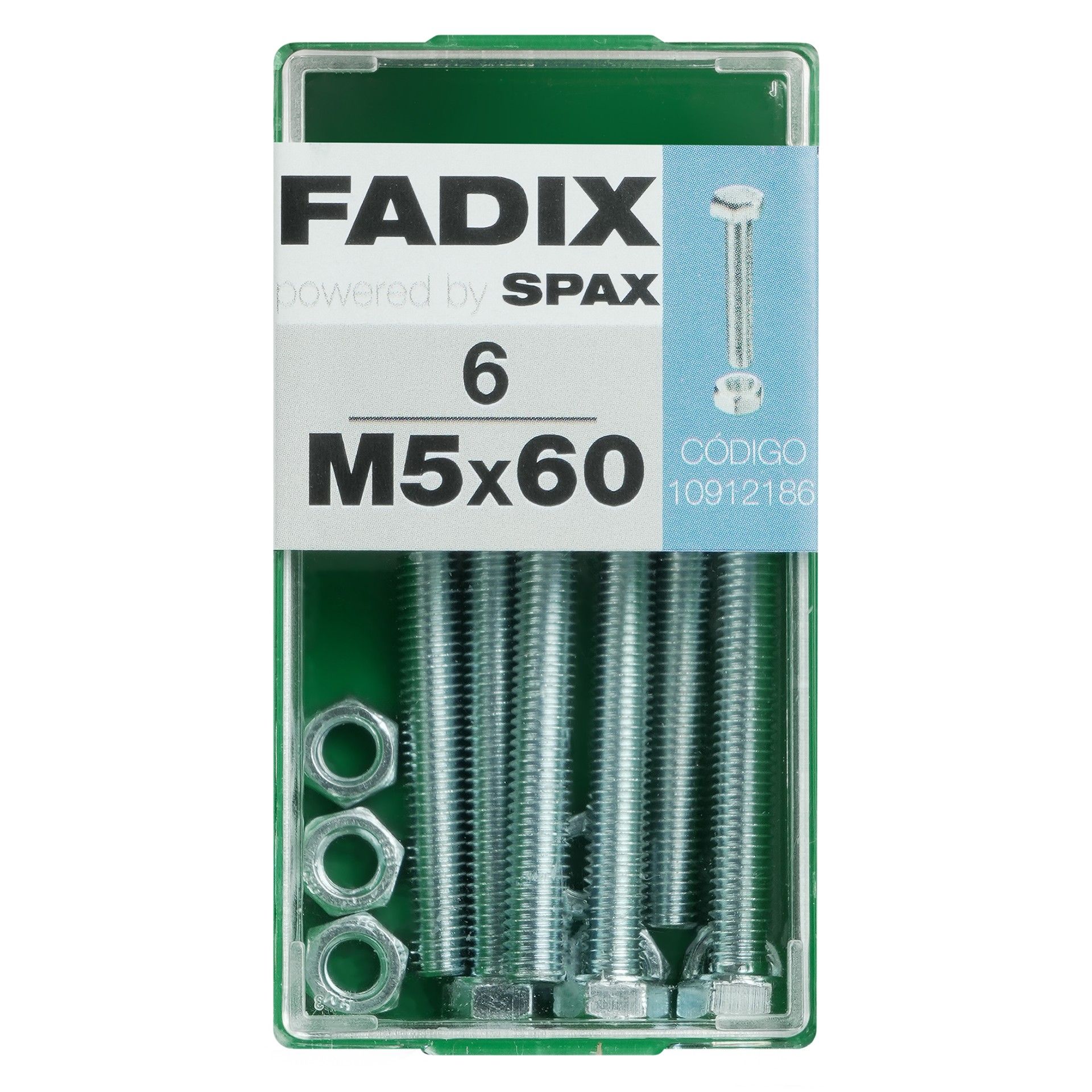 Parafuso Hexagonal+Porca Din933 M5x60mm S 6un