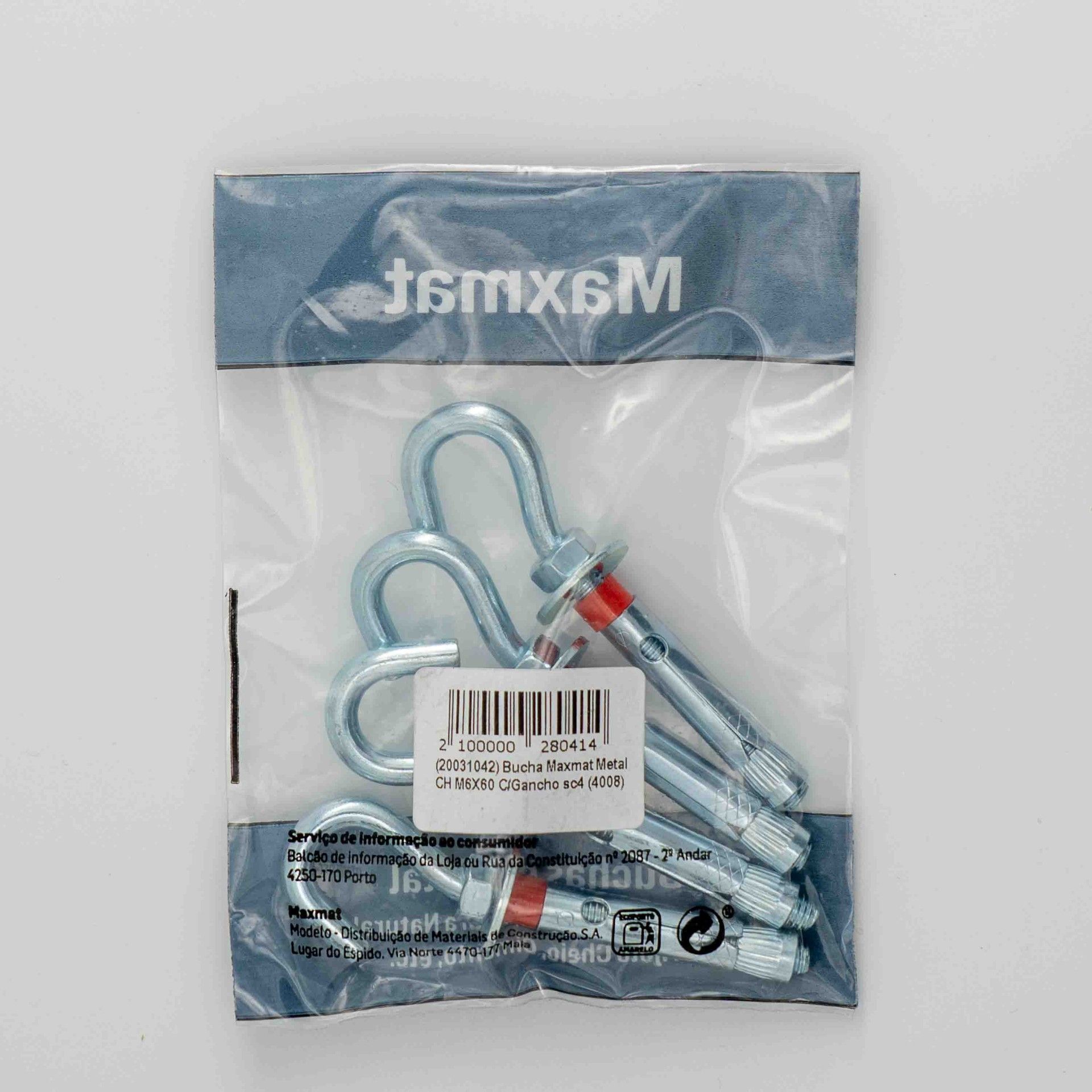 Bucha Aço CH M6x60 C/Gancho Sc4