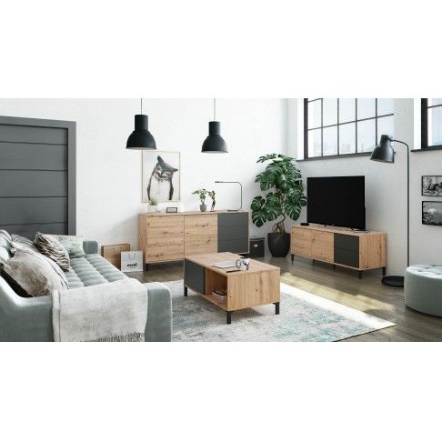 Móvel Tv Brooklin 47x130x41cm Carvalho/ Cinza Móvel Tv Brooklin 47x130x41cm Carvalho/ Cinza