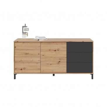 Aparador Brooklin 74x154x41cm Carvalho/ Cinza
