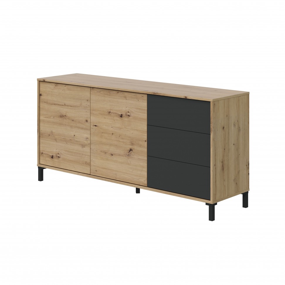 Aparador Brooklin 74x154x41cm Carvalho/ Cinza
