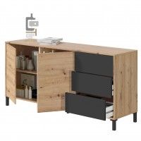 Aparador Brooklin 74x154x41cm Carvalho/ Cinza Aparador Brooklin 74x154x41cm Carvalho/ Cinza