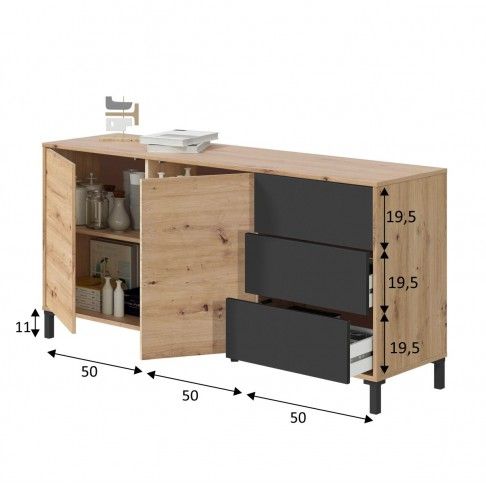 Aparador Brooklin 74x154x41cm Carvalho/ Cinza Aparador Brooklin 74x154x41cm Carvalho/ Cinza
