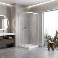 Cabine Fiji 180x70-80x70-80cm Vidro transparente Perfil branco Cabine Fiji 180x70-80x70-80cm Vidro transparente Perfil branco