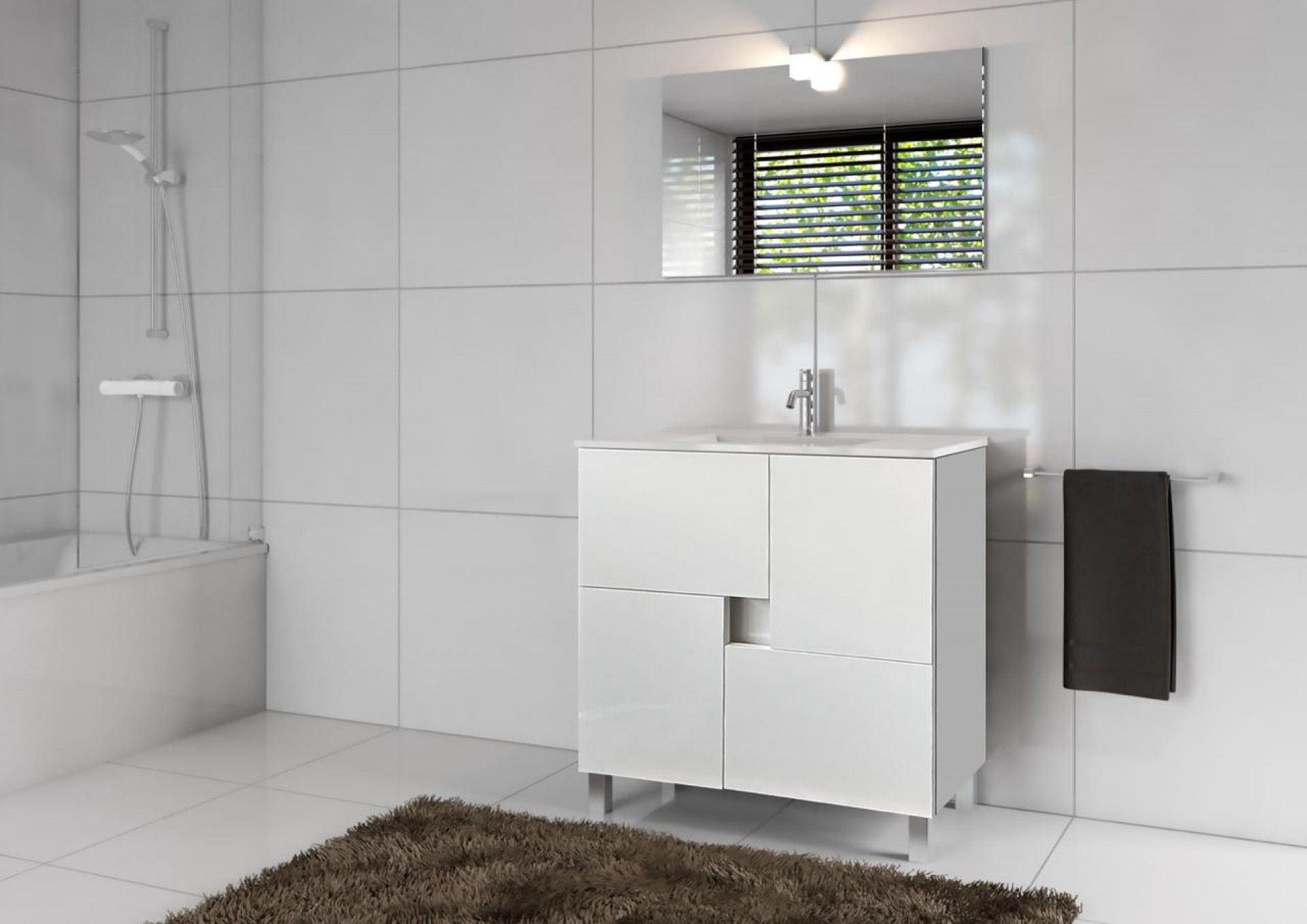 MÓVEL KUBO 80CM BRANCO C/LAVATÓRIO