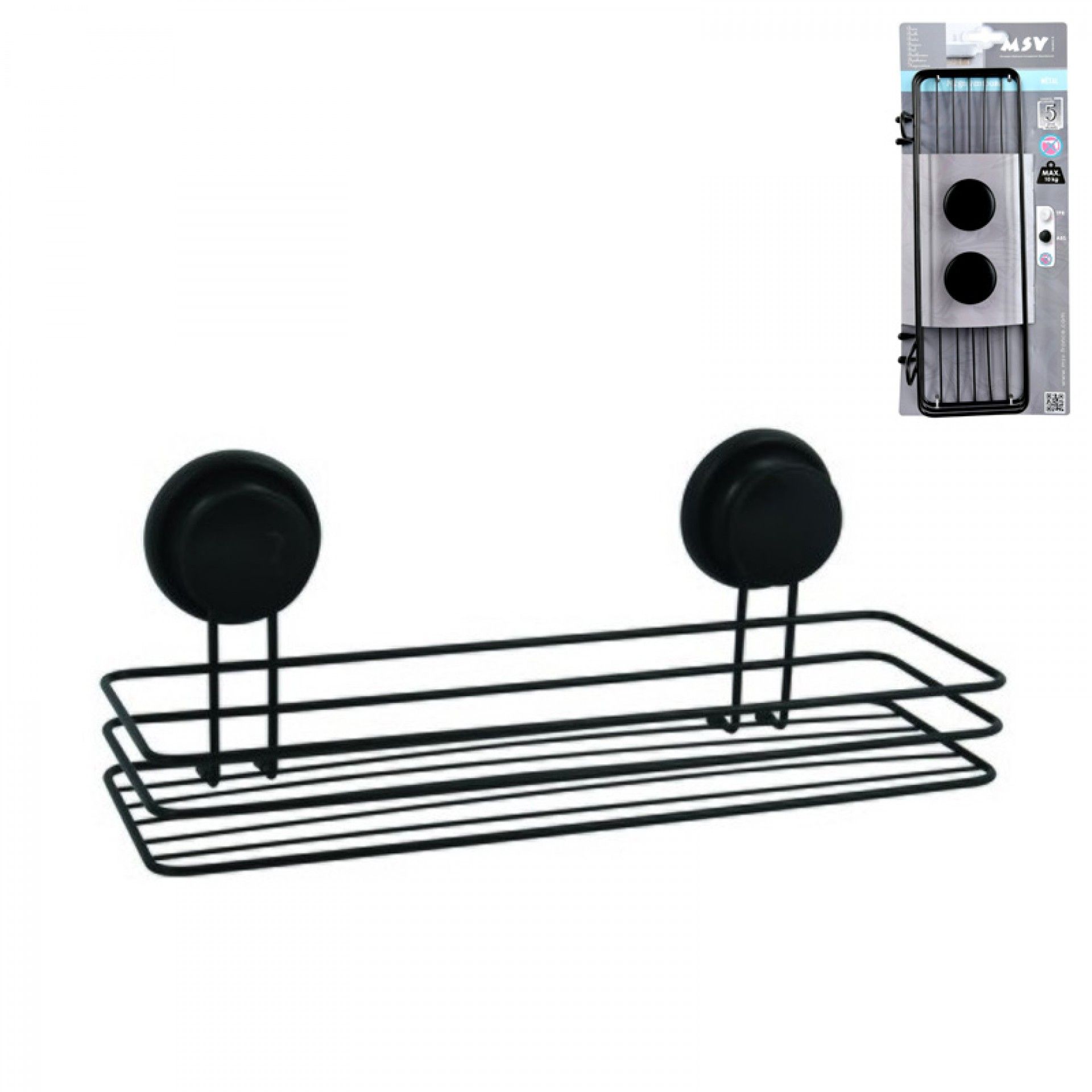 Prateleira C/Ventosa 35x14x13cm Preta Mate