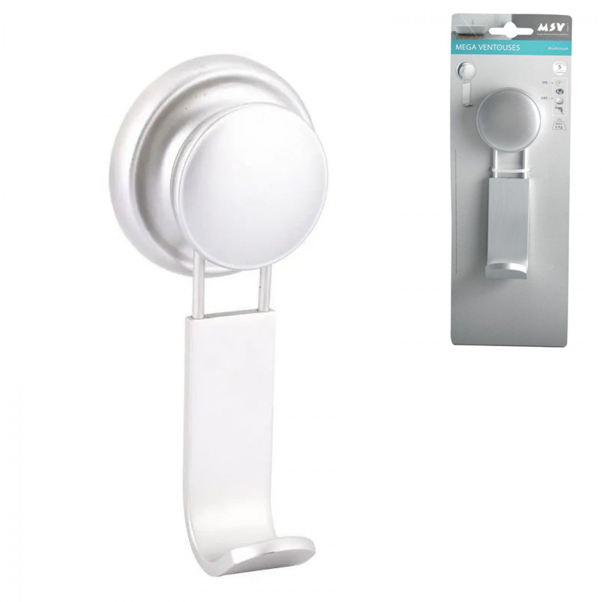 Cabide C/Ventosa 12cm Alumínio