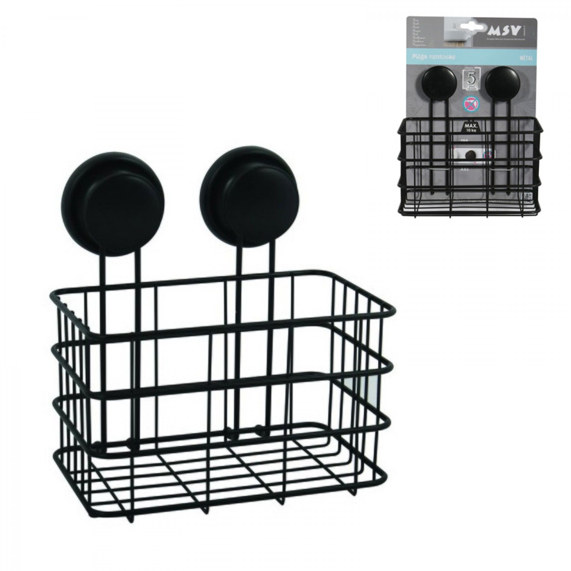 Prateleira C/Ventosa 20x16x22cm Preta Mate