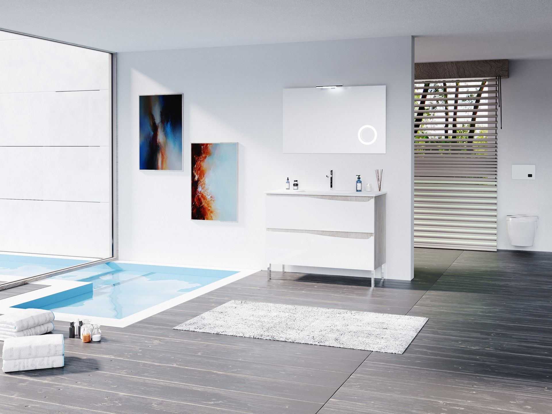 Móvel Lotus 100cm Cinza/Branca