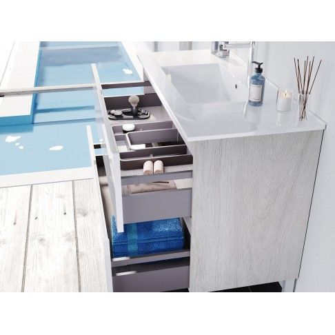 Móvel Lotus 100cm Cinza/Branca Móvel Lotus 100cm Cinza/Branca