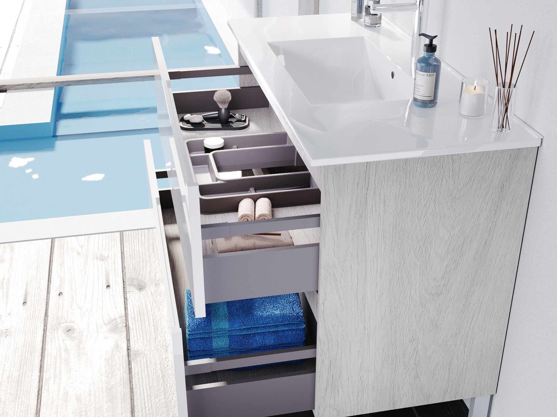 Móvel Lotus 100cm Cinza/Branca