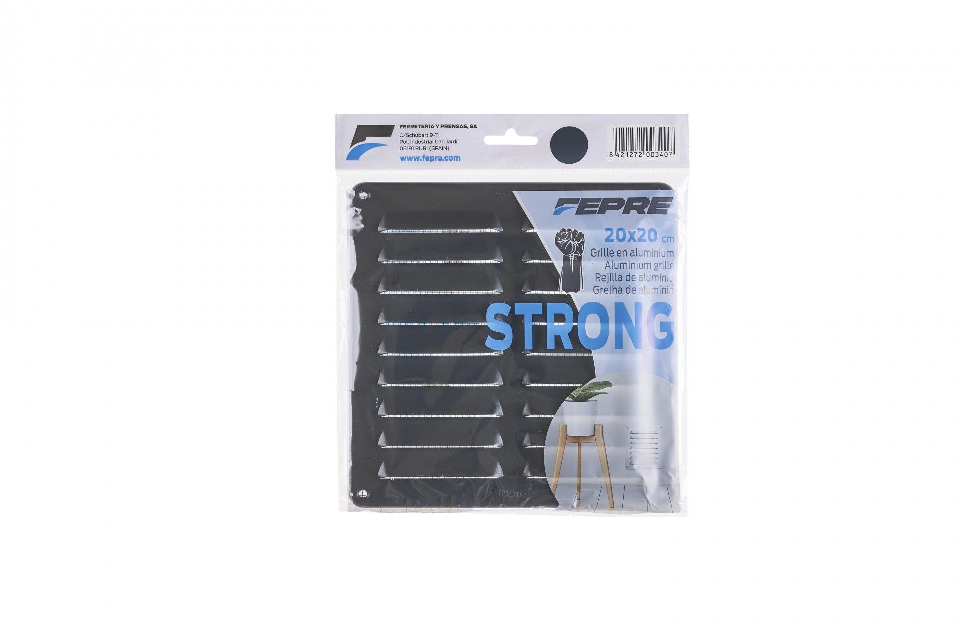 Grelha Strong C/Mosqueteiro 20x20cm Cinza