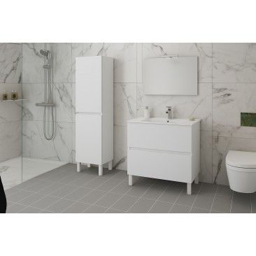 CONJUNTO CARUSO 60CM 2GAVETAS  BRANCO (MVEL + LAVATRIO)