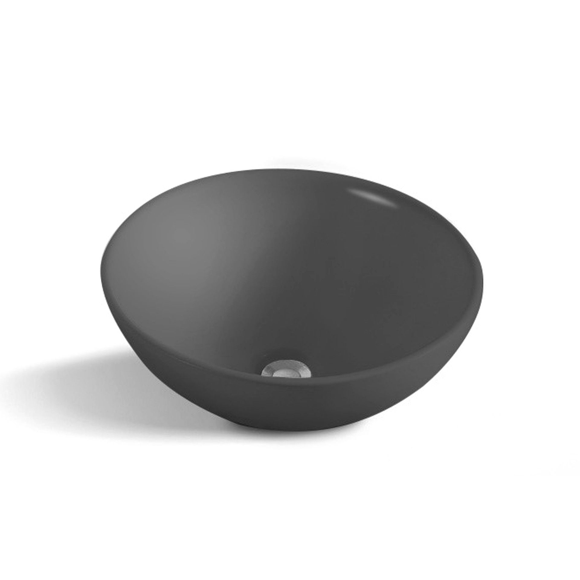 Lavatório Pousar Redondo Cerâmica 11.5x40x40cm Cinzento
