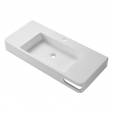Lavatrio Compacto em Resina com Toalheiro 100x46x12cm;  Branco