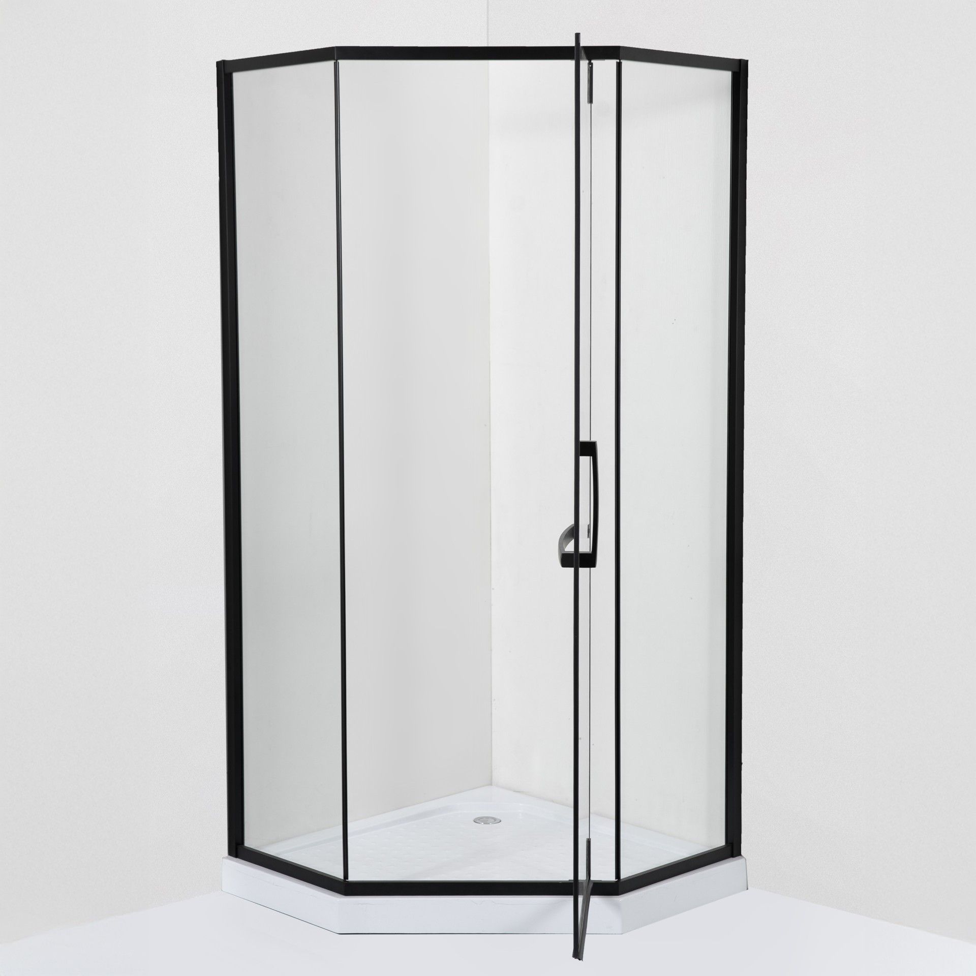 Cabine Kubic 90x90x190cm Vidro transparente Perfil preto Base incluída