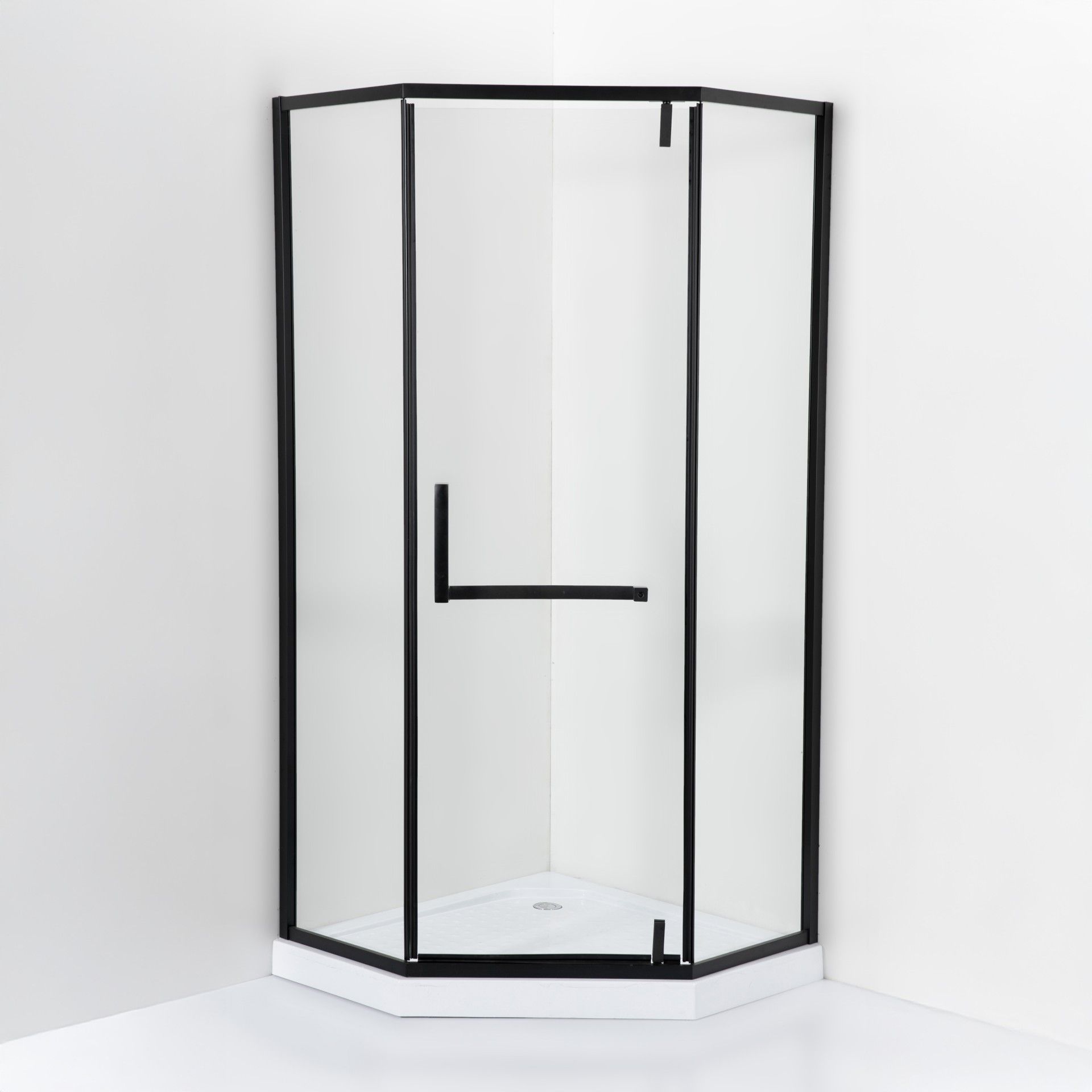 Cabine Kubic 90x90x190cm Vidro transparente Perfil preto Base incluída