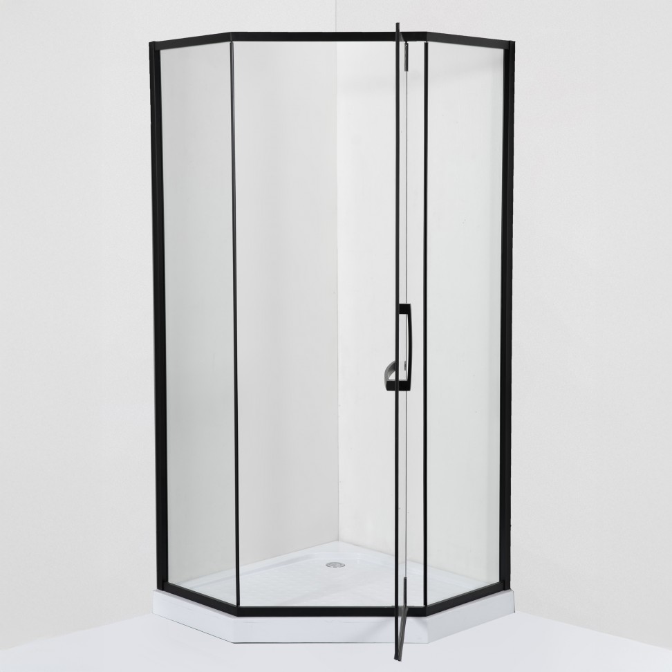 Cabine Kubic 90x90x190cm Vidro transparente Perfil Preto Base incluída Cabine Kubic 90x90x190cm Vidro transparente Perfil Preto Base incluída