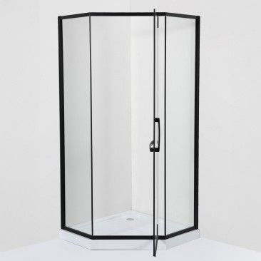 Cabine Kubic 90x90x190cm Vidro transparente Perfil preto Base incluída Cabine Kubic 90x90x190cm Vidro transparente Perfil preto Base incluída