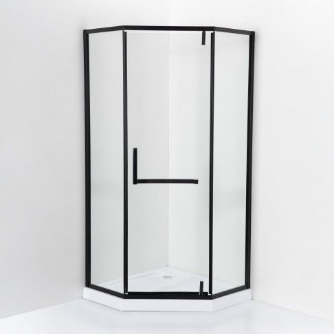 Cabine Kubic 90x90x190cm Vidro transparente Perfil preto Base incluída Cabine Kubic 90x90x190cm Vidro transparente Perfil preto Base incluída