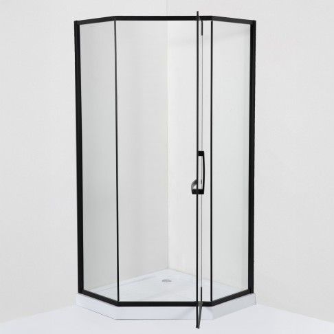 Cabine Kubic 90x90x190cm Vidro transparente Perfil preto Base incluída Cabine Kubic 90x90x190cm Vidro transparente Perfil preto Base incluída