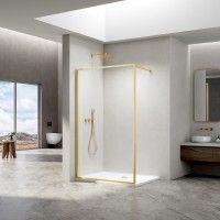 Painel Duche Dubai 190x100cm Vidro transparente Perfil dourado Painel Duche Dubai 190x100cm Vidro transparente Perfil dourado
