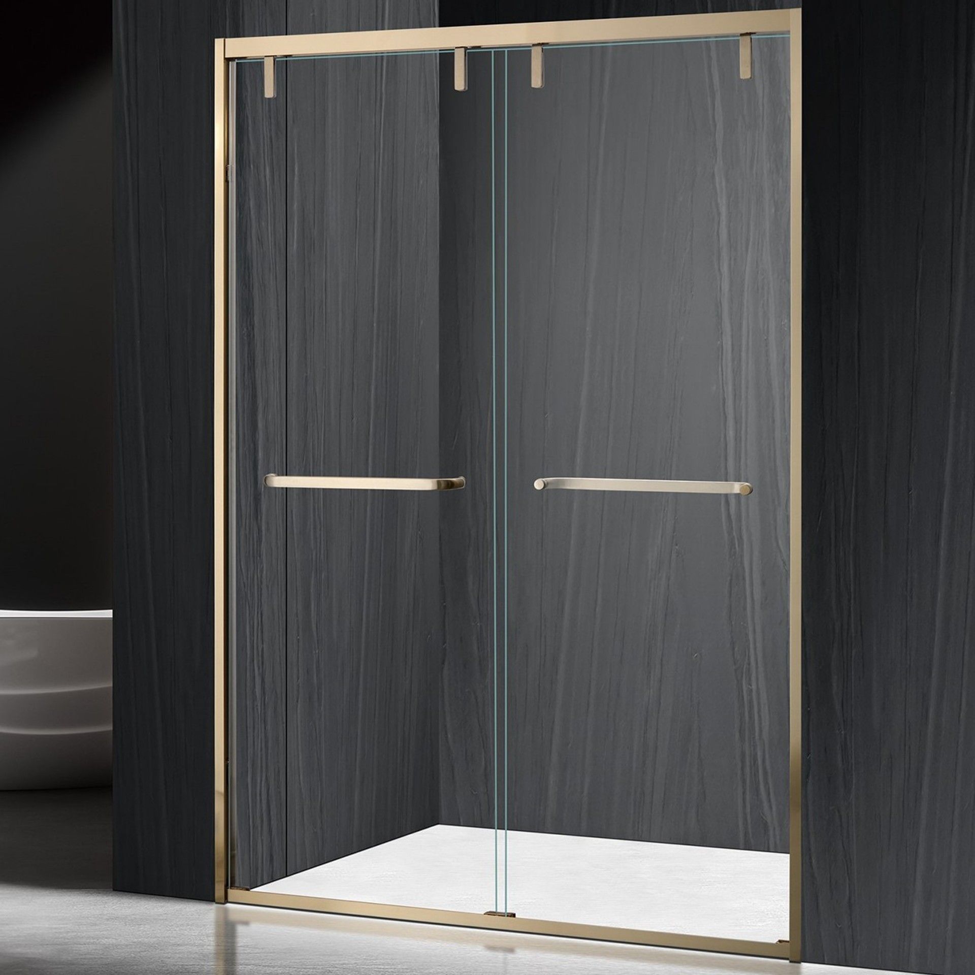 Frontal de Duche Dubai 190x120cm Vidro transparente Perfil dourado