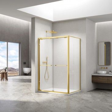 Cabine Dubai 190x120x80cm Vidro transparente Perfil dourado Cabine Dubai 190x120x80cm Vidro transparente Perfil dourado