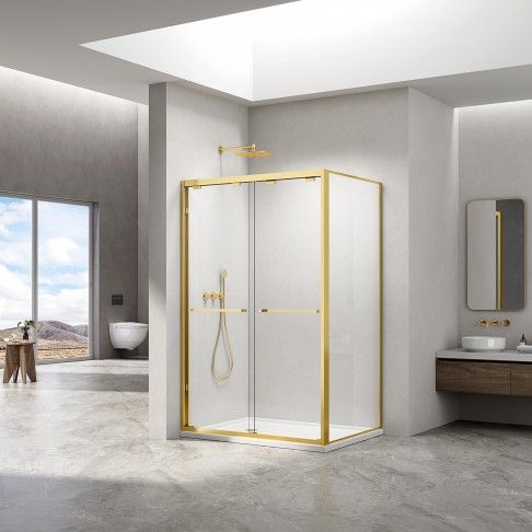 Cabine Dubai 190x120x80cm Vidro transparente Perfil dourado Cabine Dubai 190x120x80cm Vidro transparente Perfil dourado