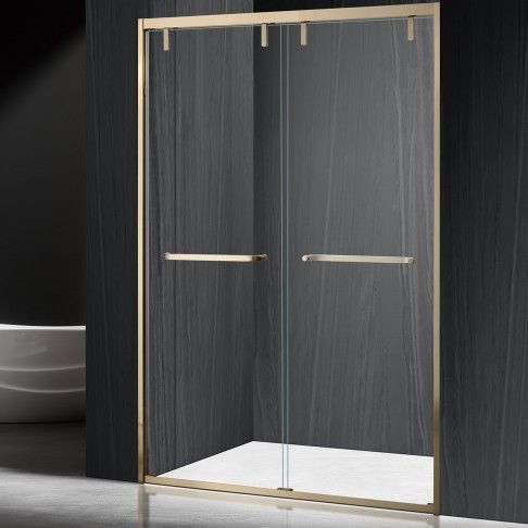 Frontal de Duche Dubai 190x120cm Vidro transparente Perfil dourado