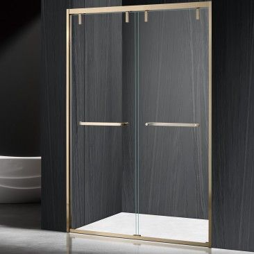 Frontal de Duche Dubai 190x120cm Vidro transparente Perfil dourado