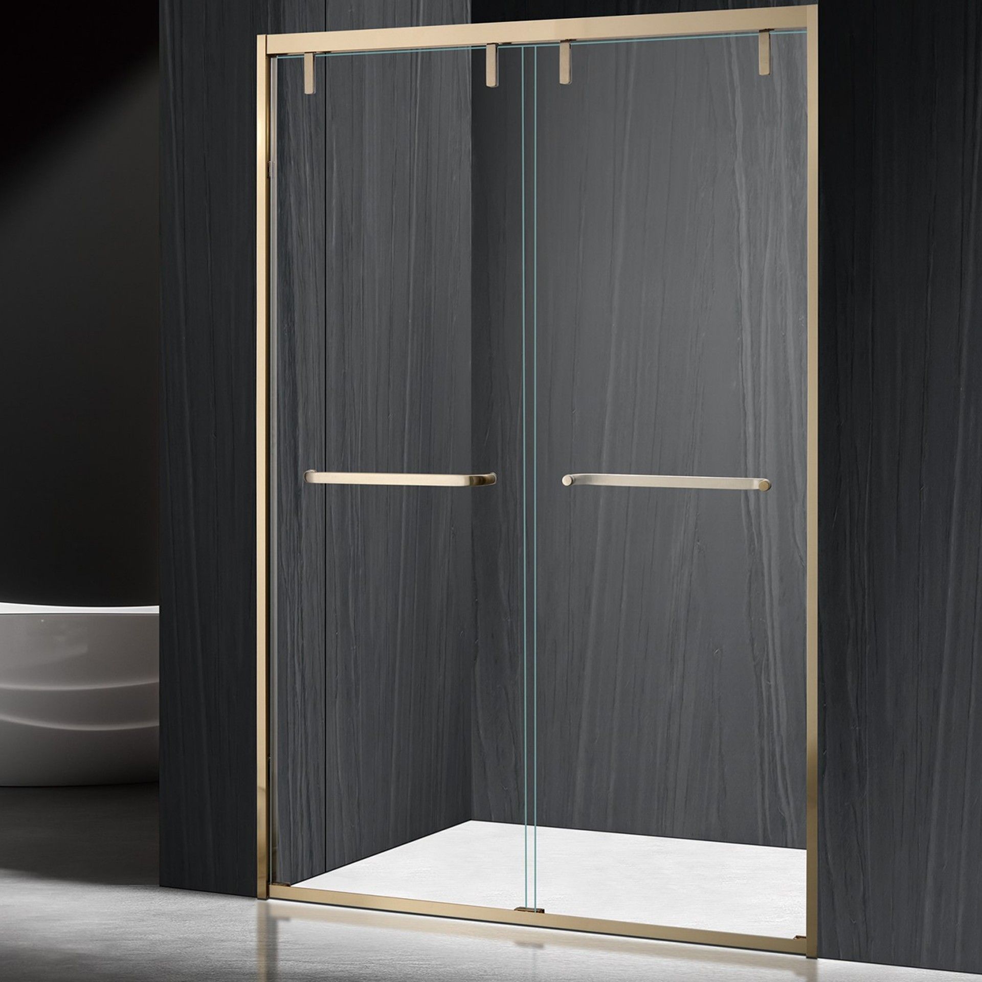 Frontal de Duche Dubai 190x120cm Vidro transparente Perfil dourado