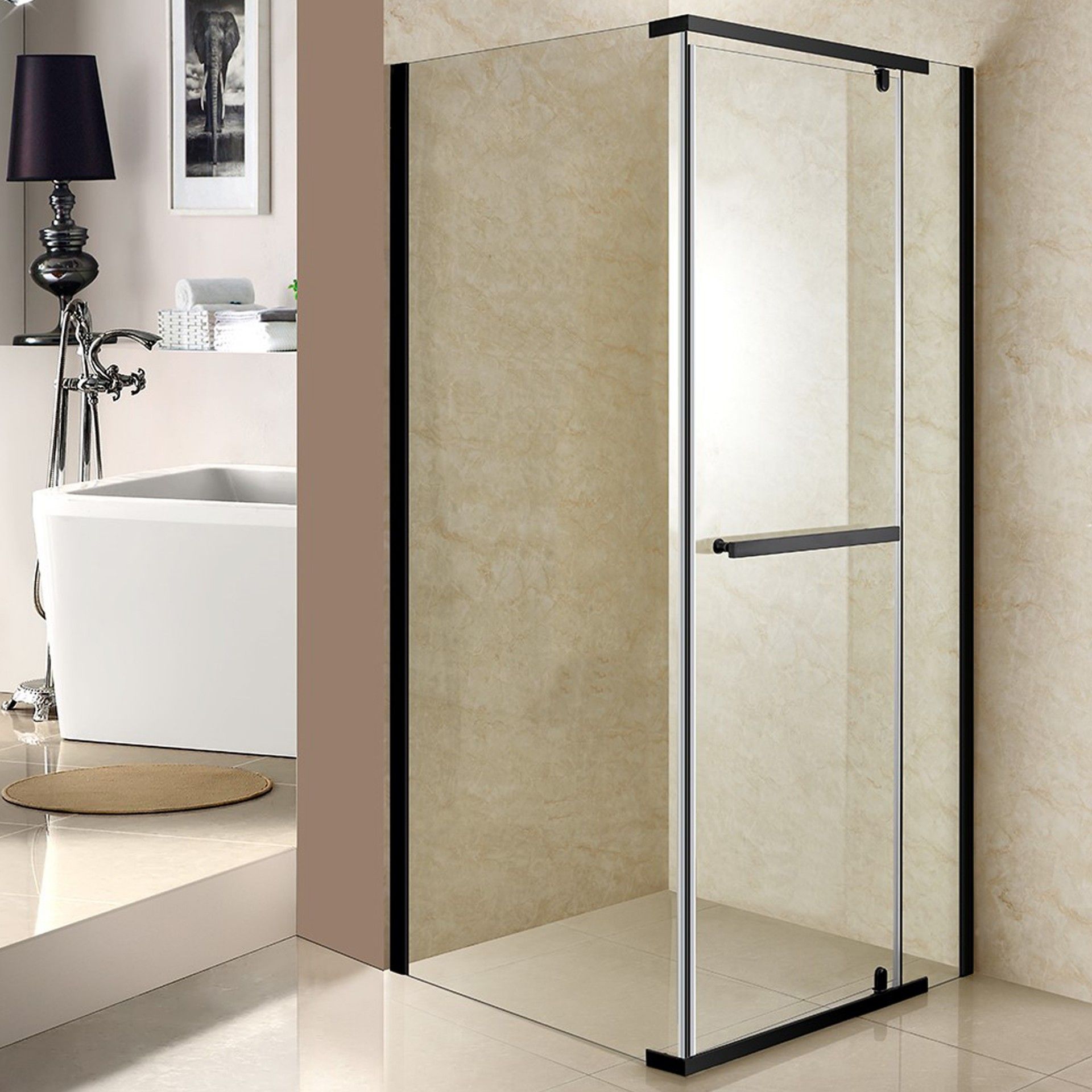 Cabine Roma 190x100x70cm Vidro transparente Perfil preto