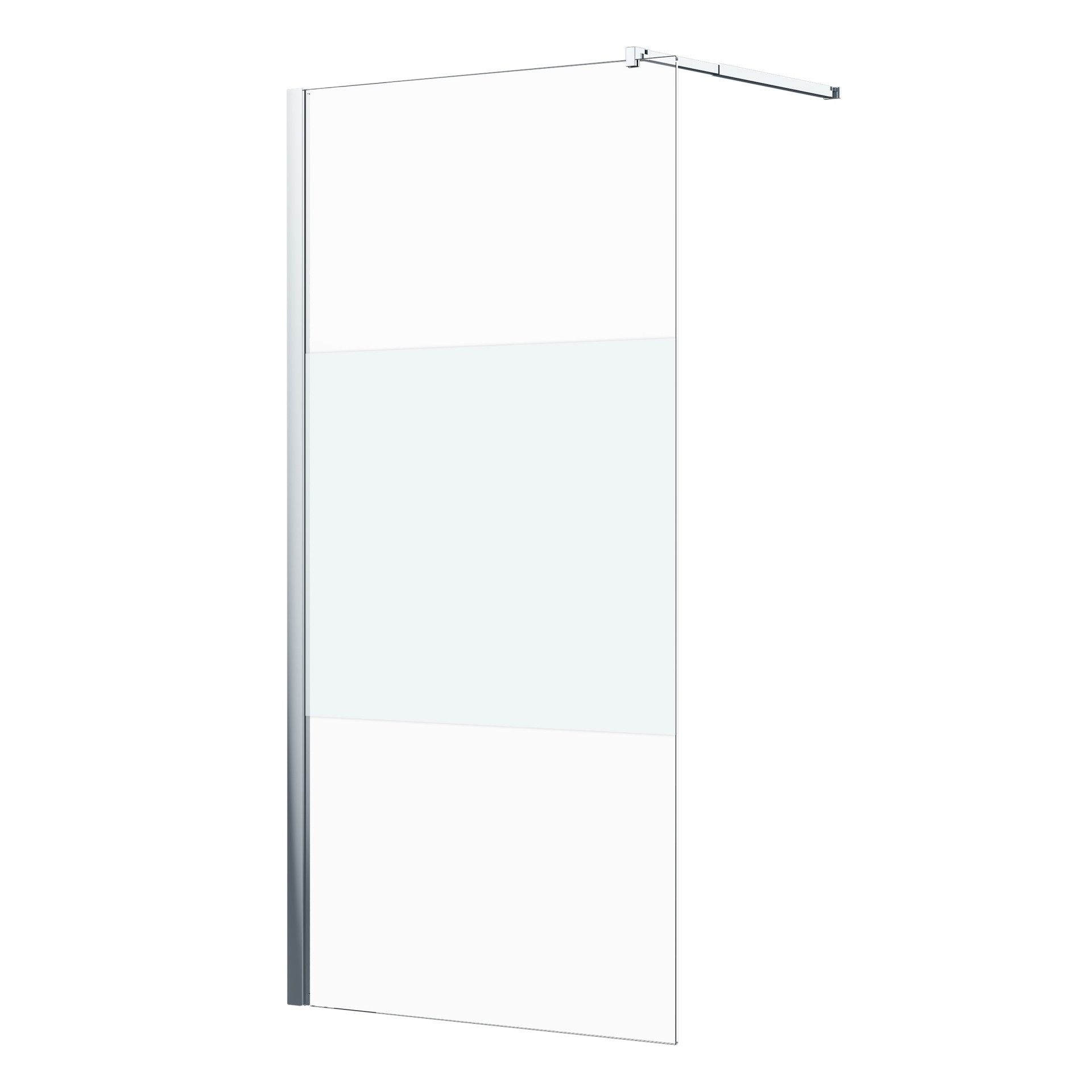 Painel Duche Santorini 190x100cm Vidro fosco Perfil cromado