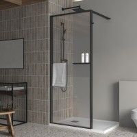 Painel Walk IN 200x100cm Vidro transparente Perfil preto Painel Walk IN 200x100cm Vidro transparente Perfil preto