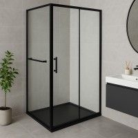 Cabine Duche Ibiza Transparente Alumínio Preta 120x80cm Cabine Duche Ibiza Transparente Alumínio Preta 120x80cm