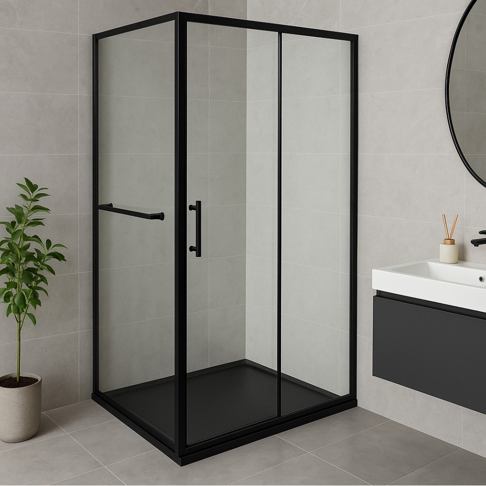 Cabine Duche Ibiza Transparente 180x120x80cm; Perfil Preto