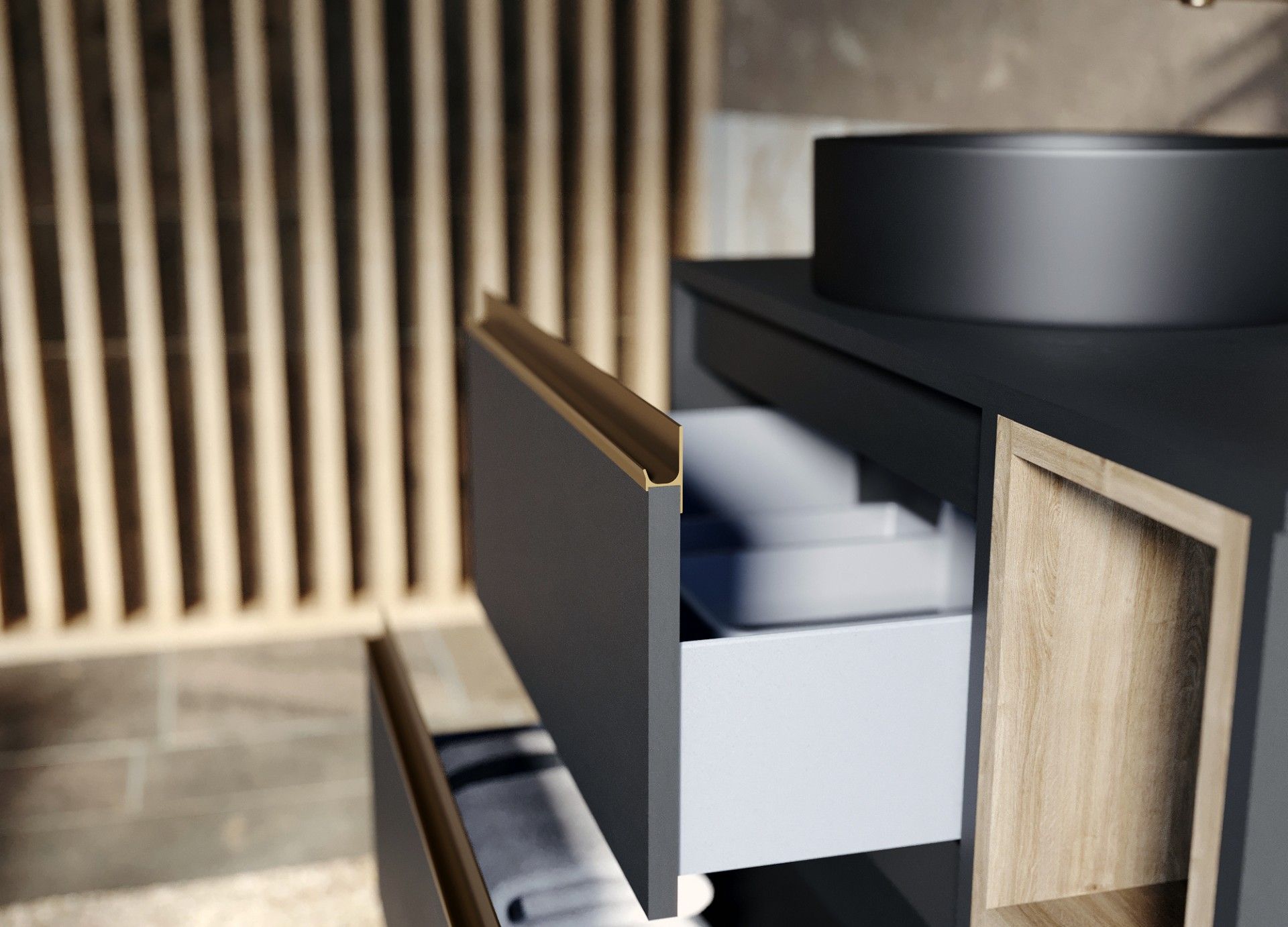 Móvel Suspenso Neon 80x45x55cm 2 gavetas Preto/Oak