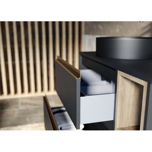 Móvel Suspenso Neon 80x45x55cm 2 gavetas Preto/Oak Móvel Suspenso Neon 80x45x55cm 2 gavetas Preto/Oak