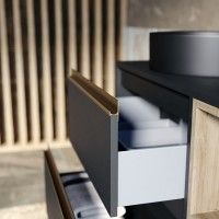 Mvel Suspenso Neon 80x45x55cm 2 gavetas Preto/Oak