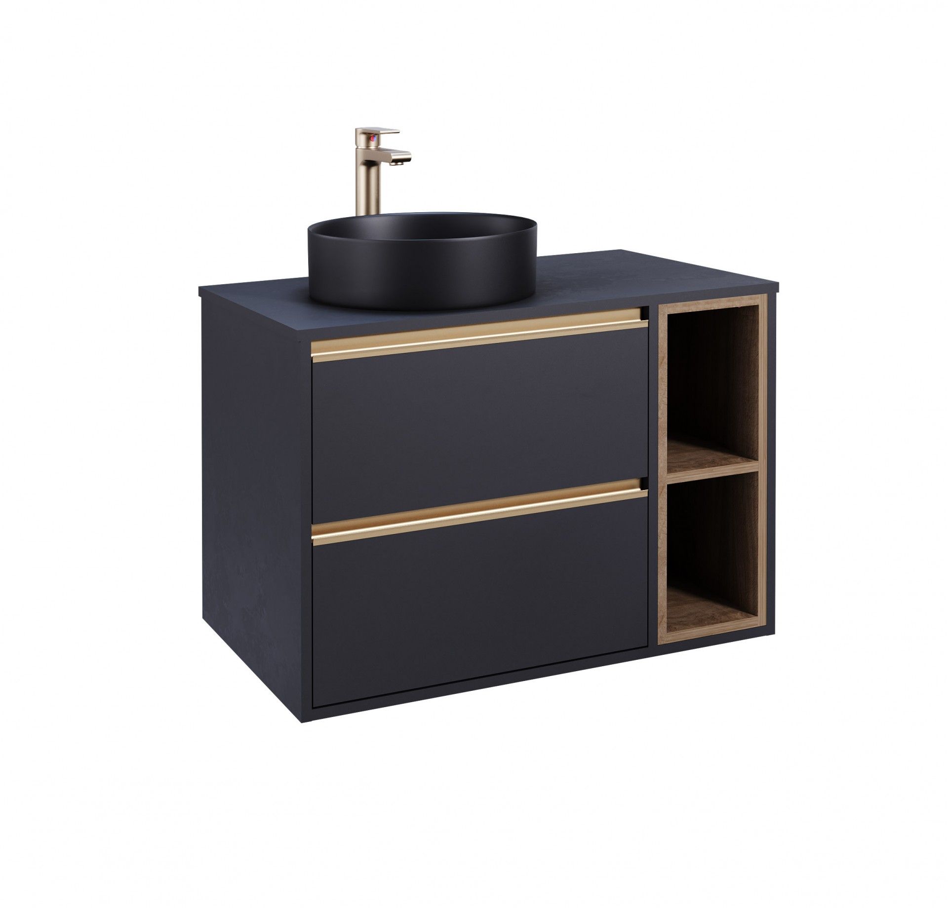 Móvel Suspenso Neon 80x45x55cm 2 gavetas Preto/Oak