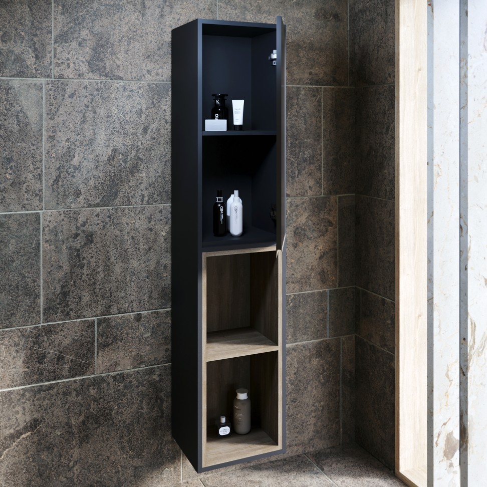M�vel Coluna Neon 160x35x30cm Preto/Oak