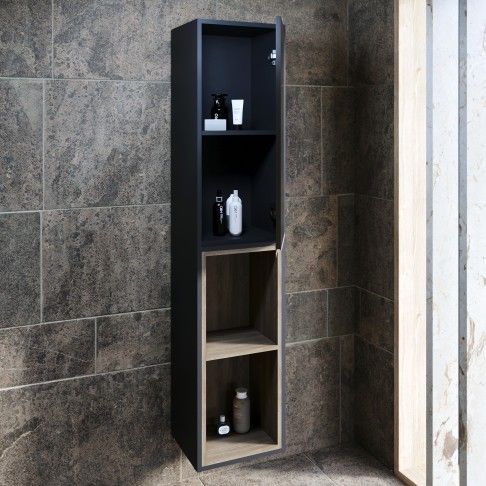 Coluna Suspensa Neon 35x30x160cm 2 prateleiras Preto/Oak Coluna Suspensa Neon 35x30x160cm 2 prateleiras Preto/Oak