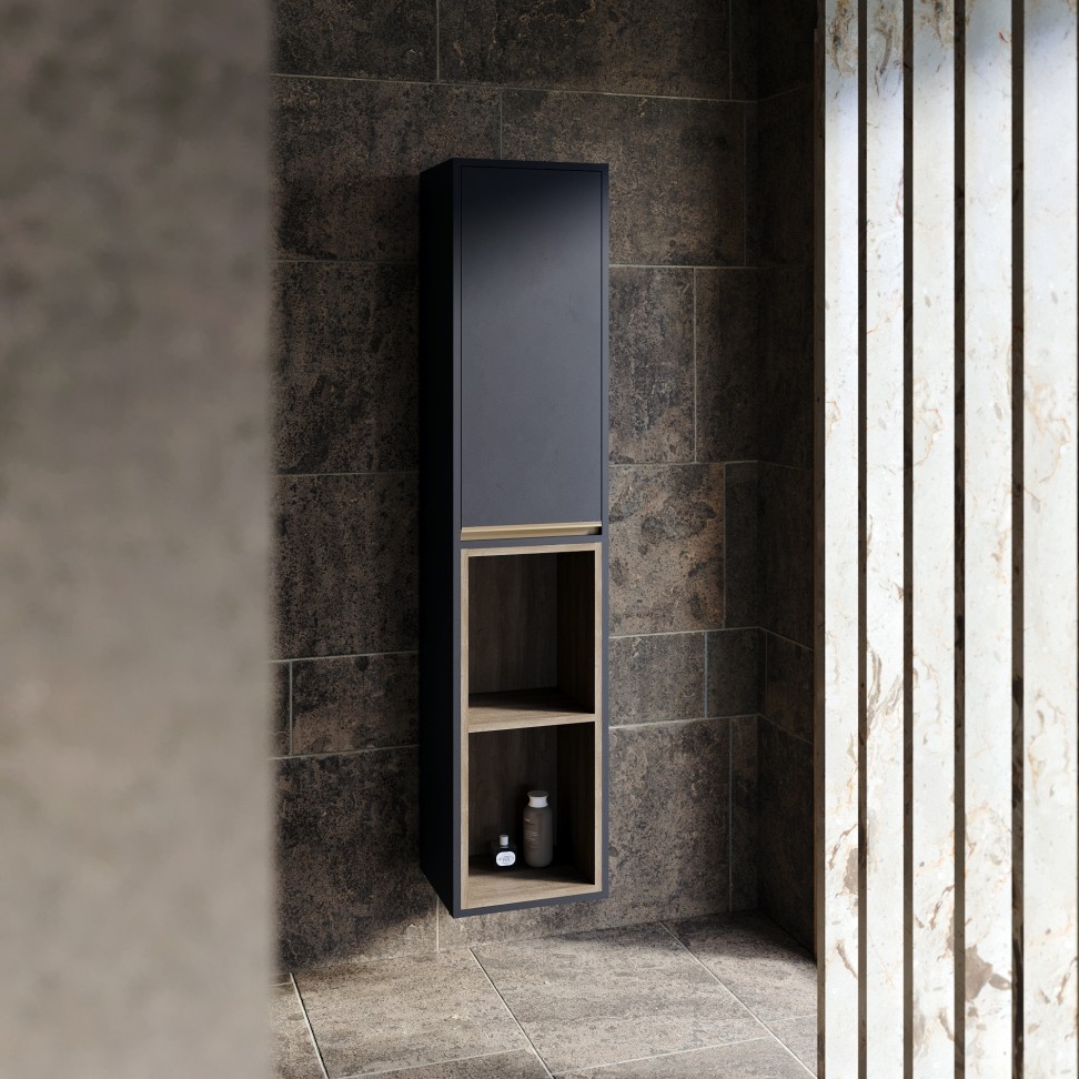 M�vel Coluna Neon 160x35x30cm Preto/Oak