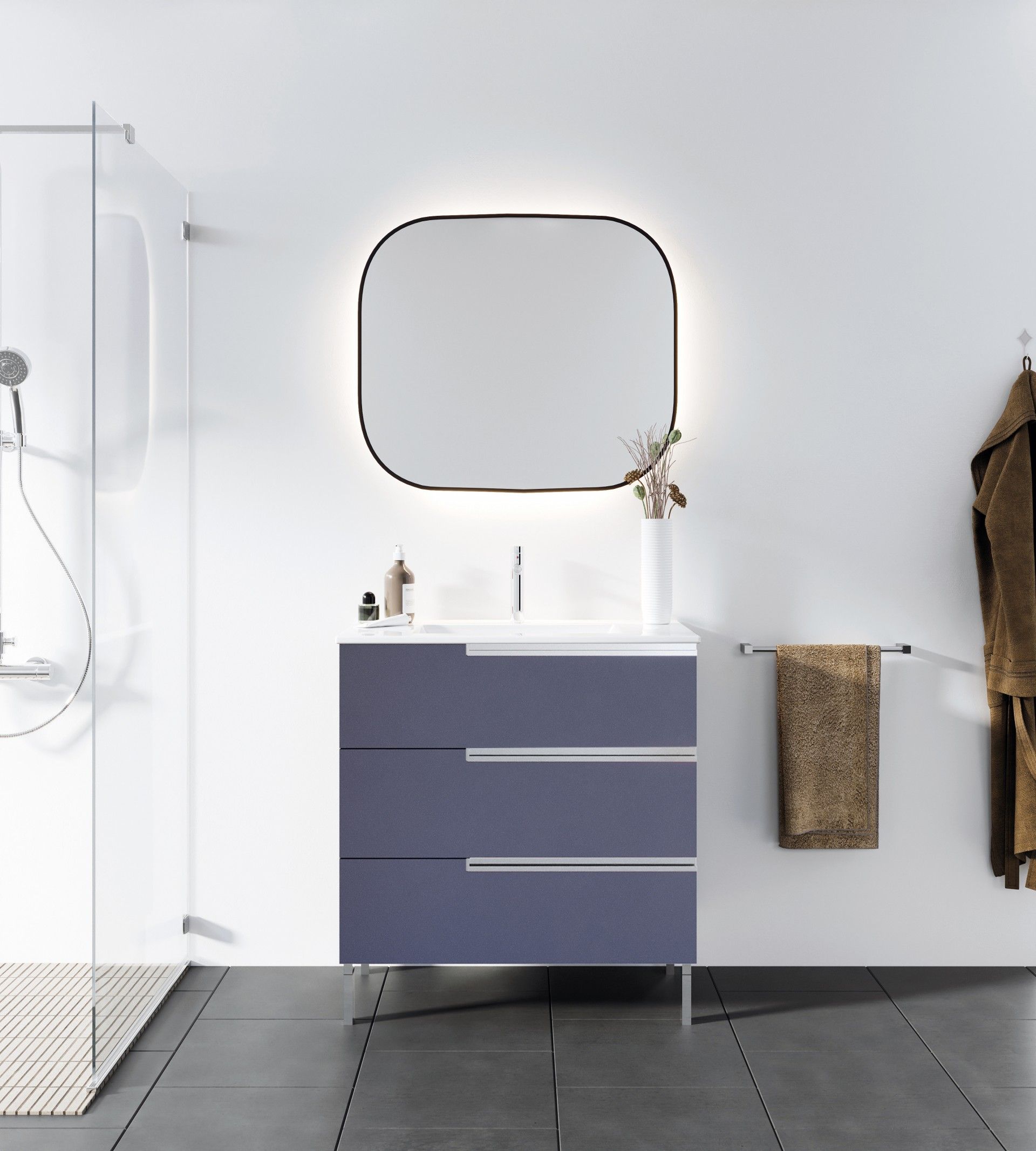 Móvel 80x45x85 Unik 3gavetas Azul Mate