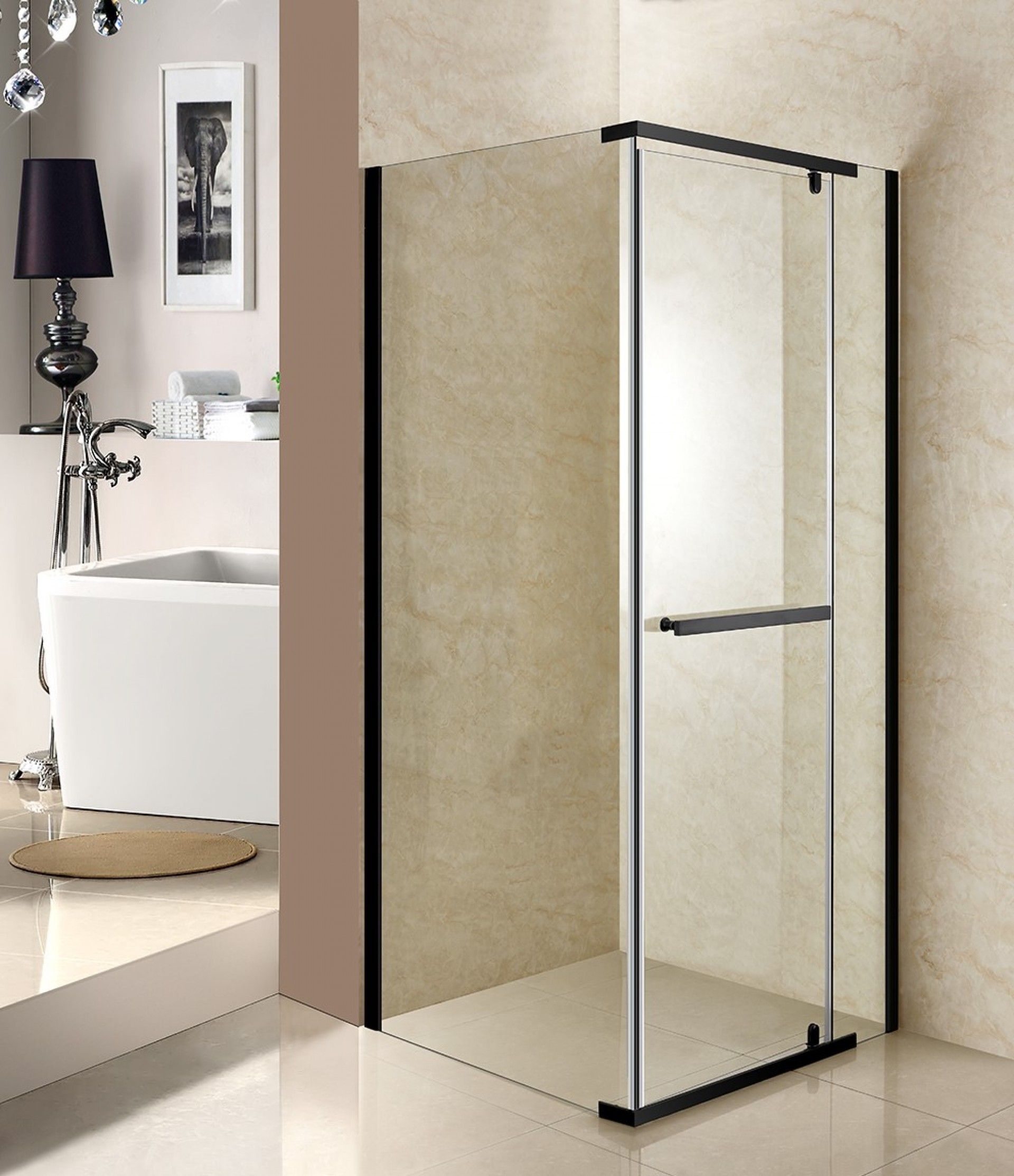 Cabine Roma 190x100x70cm Vidro transparente Perfil preto